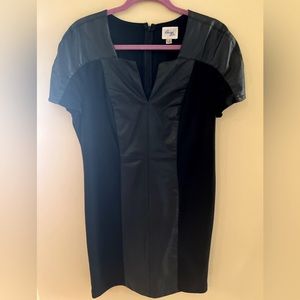 NWOT.  Short Sleeve Sleek Black Dress.  Two Toned. Size 14.